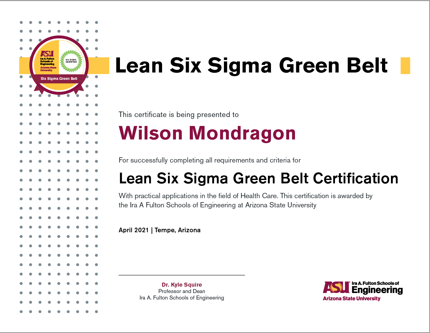 Green Belt Certificate Template